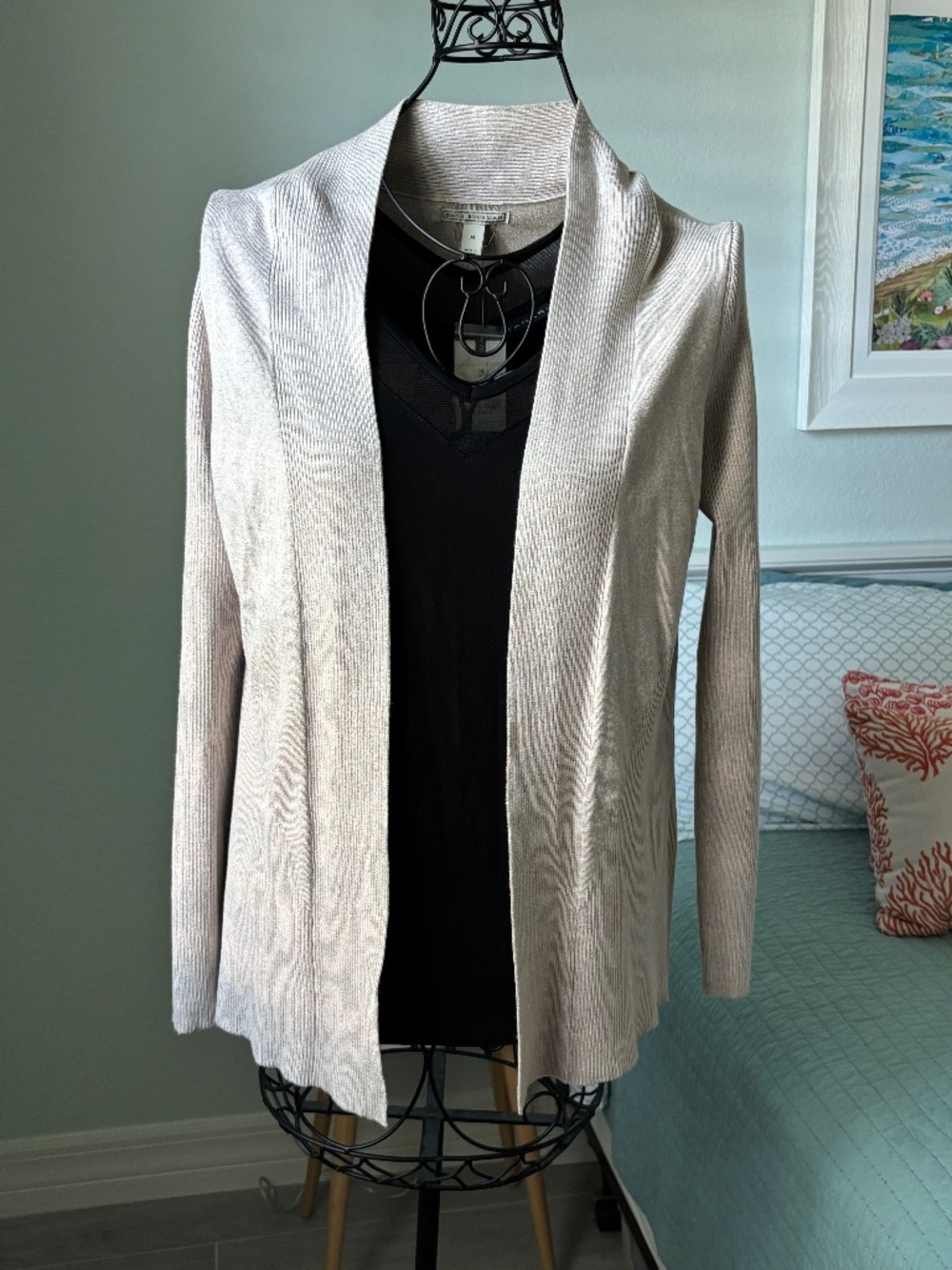 NWT Dana Buchman Tan Open Front Cardigan Sz M